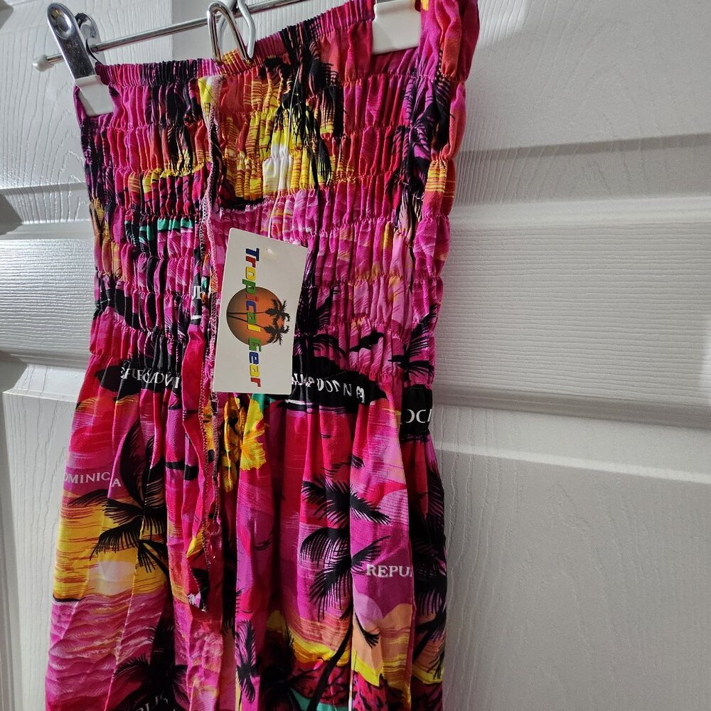 Pink Bohemian Tube top Style Beach Dress, Pool Dress, Sundress XS